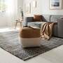 Pouf Echtleder Webstoff Braun Beige 3