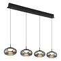 Quintara Type C LED pendant light smoked glass iron 4-light 2