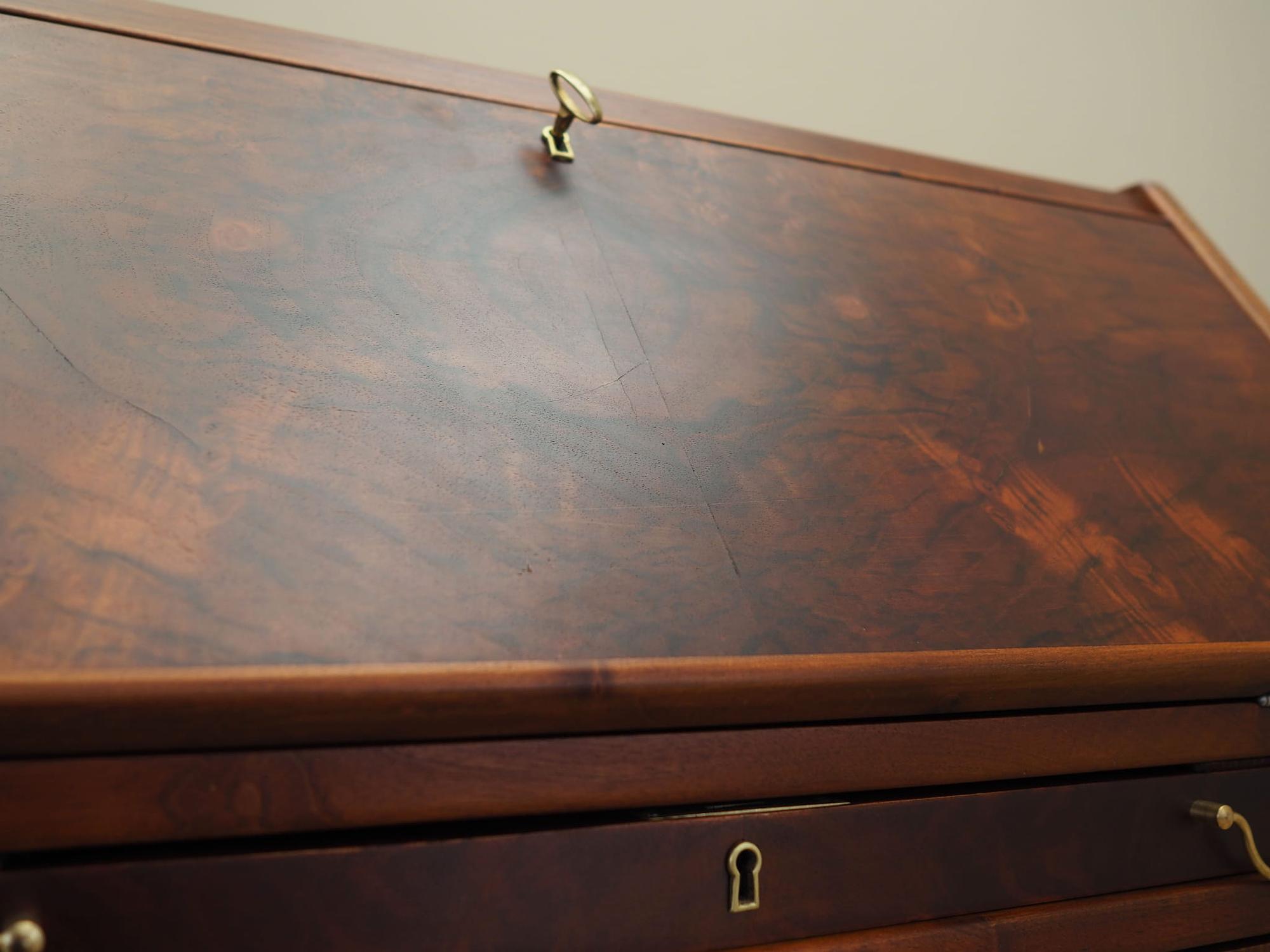 Vintage secretary desk, walnut wood, brown, 1960s 13