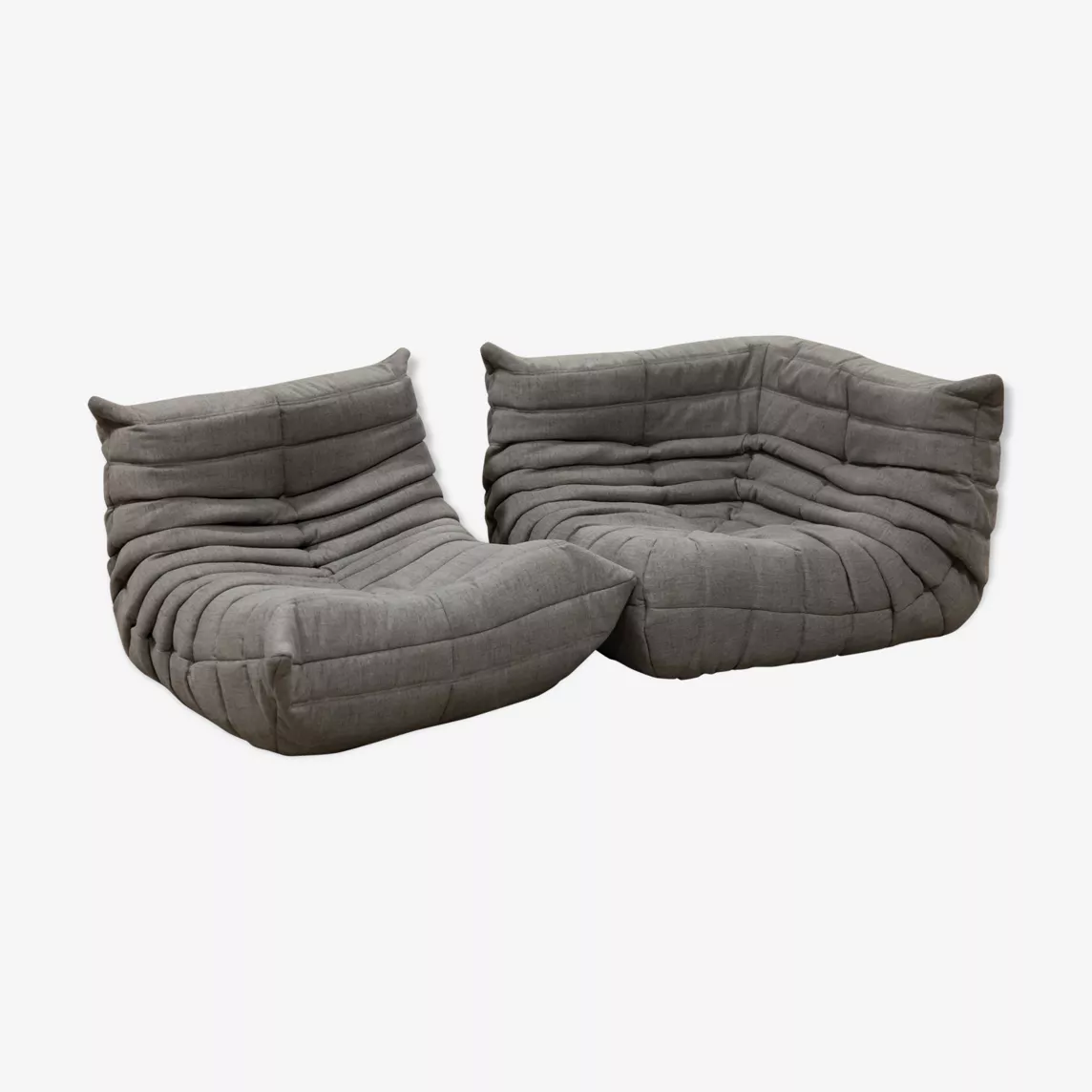 Togo Lounge Set 2 pezzi tessuto grigio caldo 0