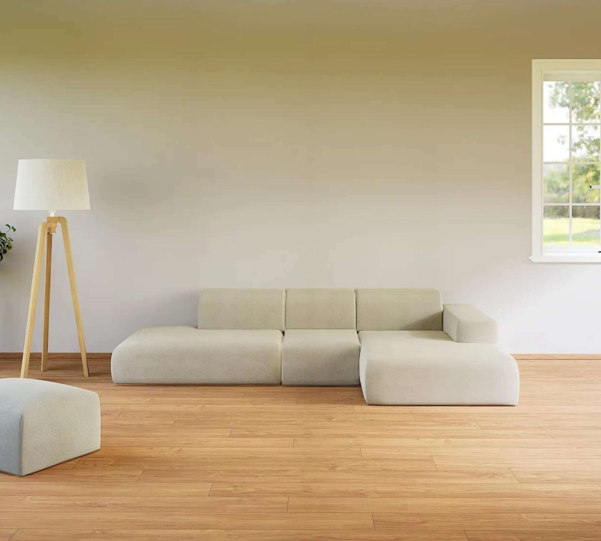 Pyllow Sofa Récamiere Rechts Webstoff Cremeweiß 0