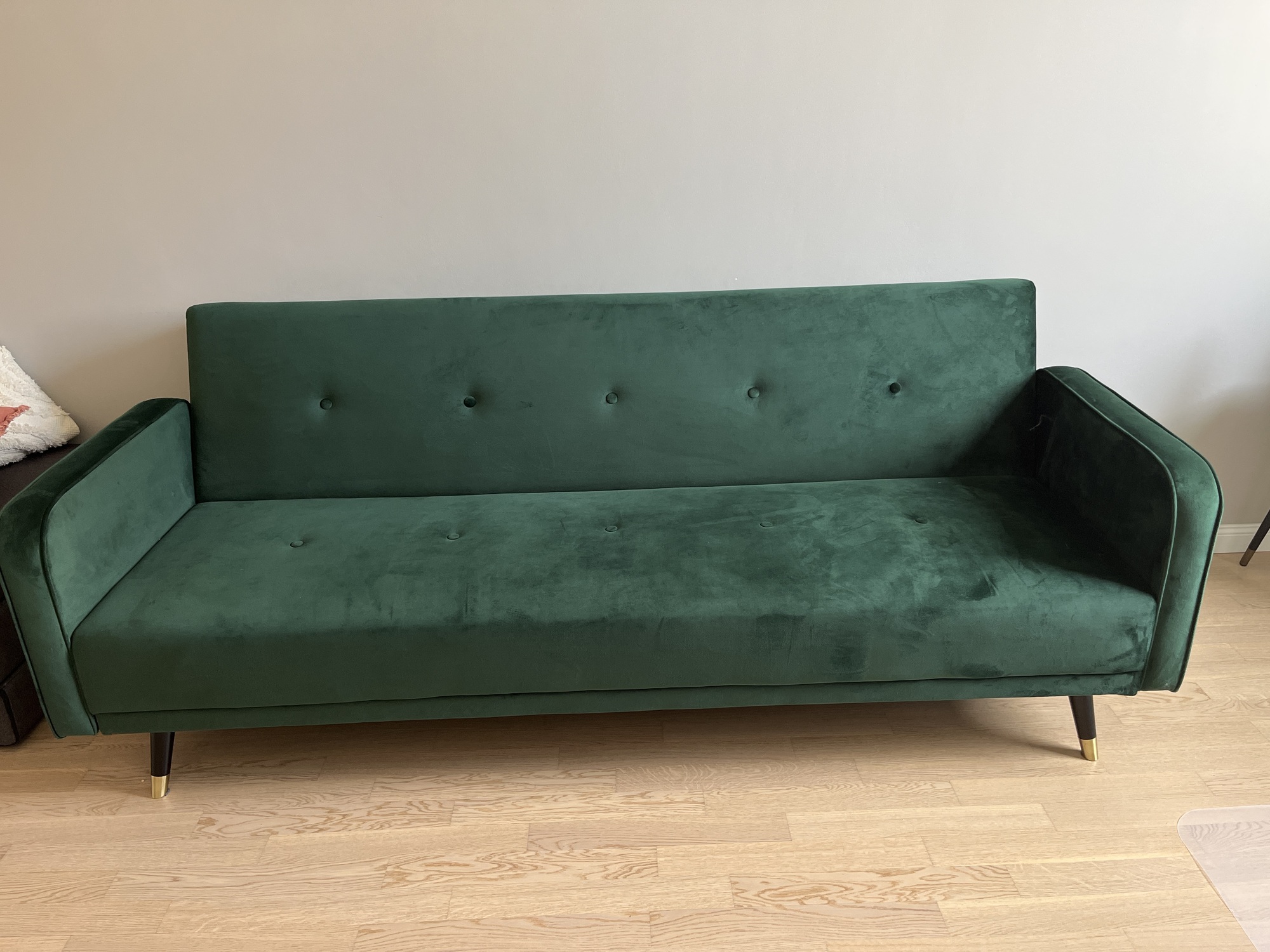Schlafsofa 3-Sitzer Samt Metall Grün 1