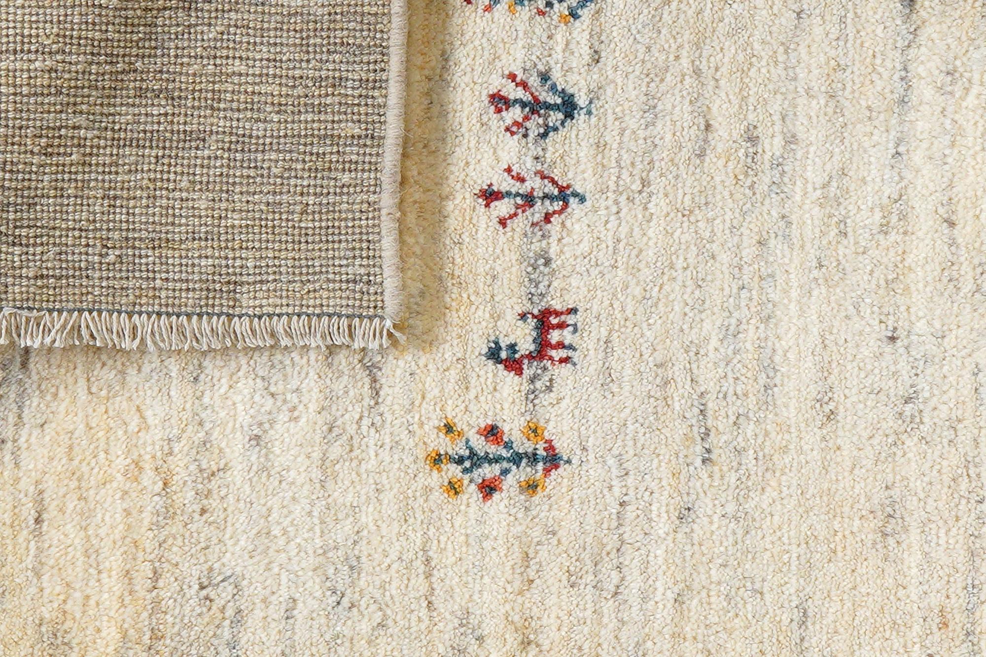 Gabbeh Teppich Wolle Creme 5