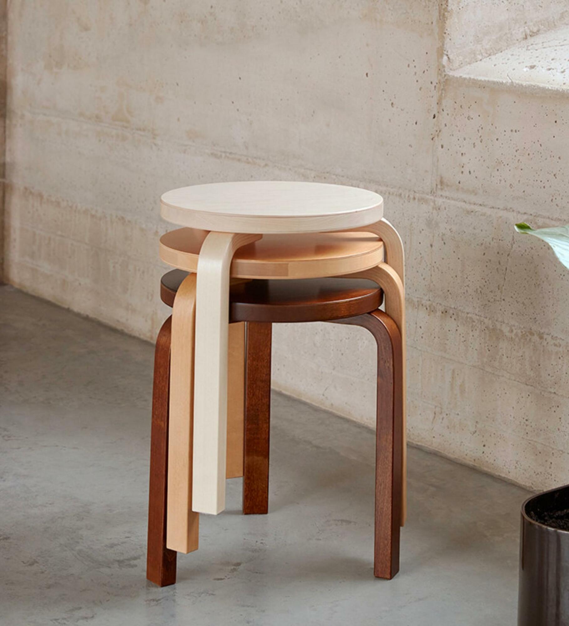 Hocker 60 Birke lackiert Weiß / Anthrazit 2