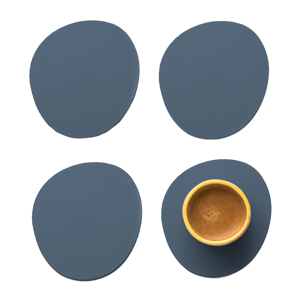 4x Sottobicchieri Stone 100% pelle riciclata Petrolio 0