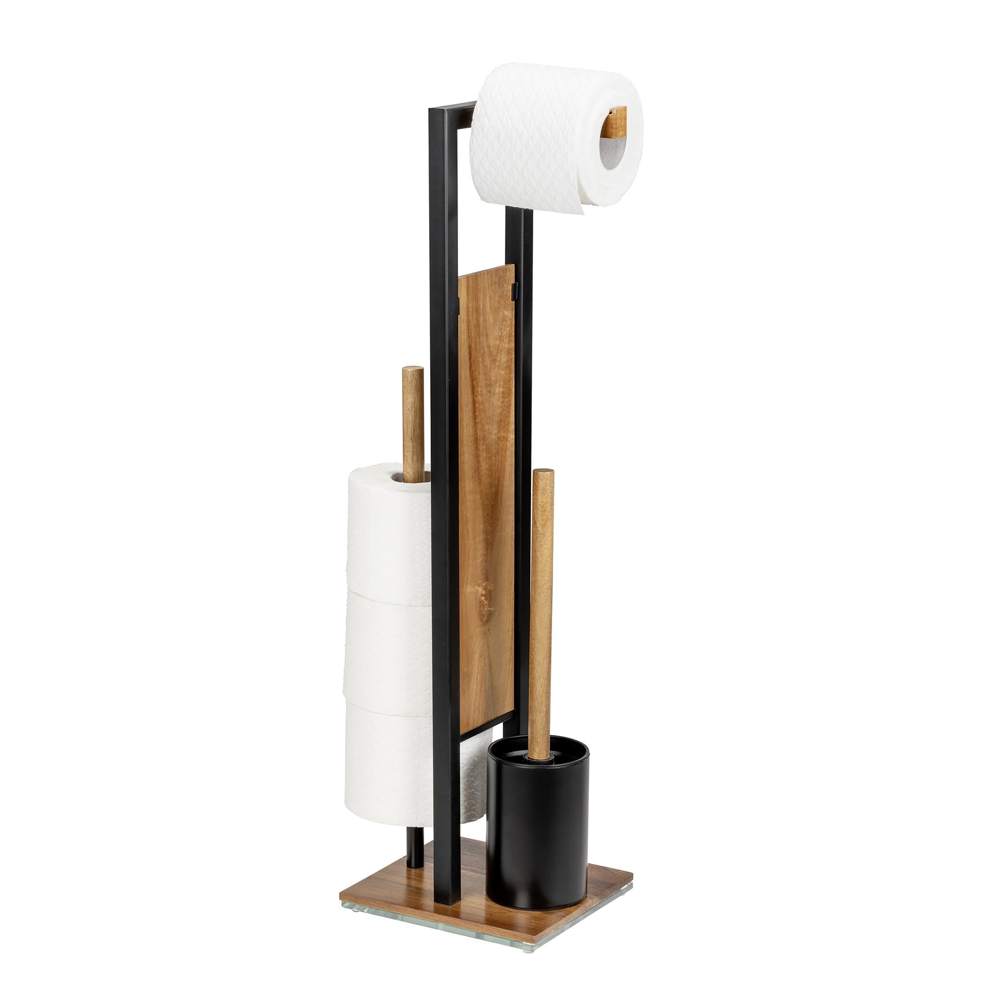 Rivalta Toilet Brush Set Steel Acacia Brown 0