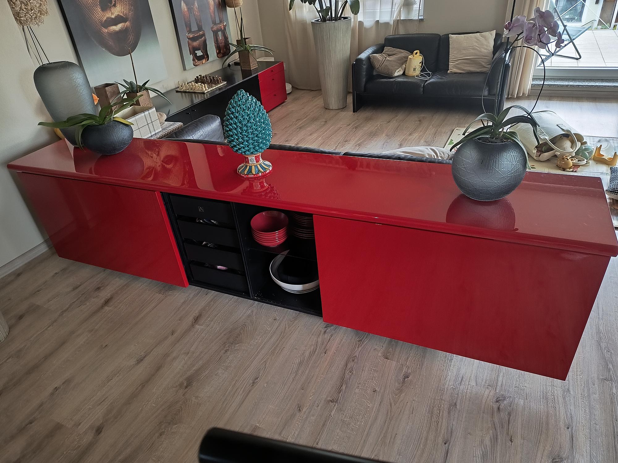 Sheraton Sideboard by Acerbis & Stoppino Red 3