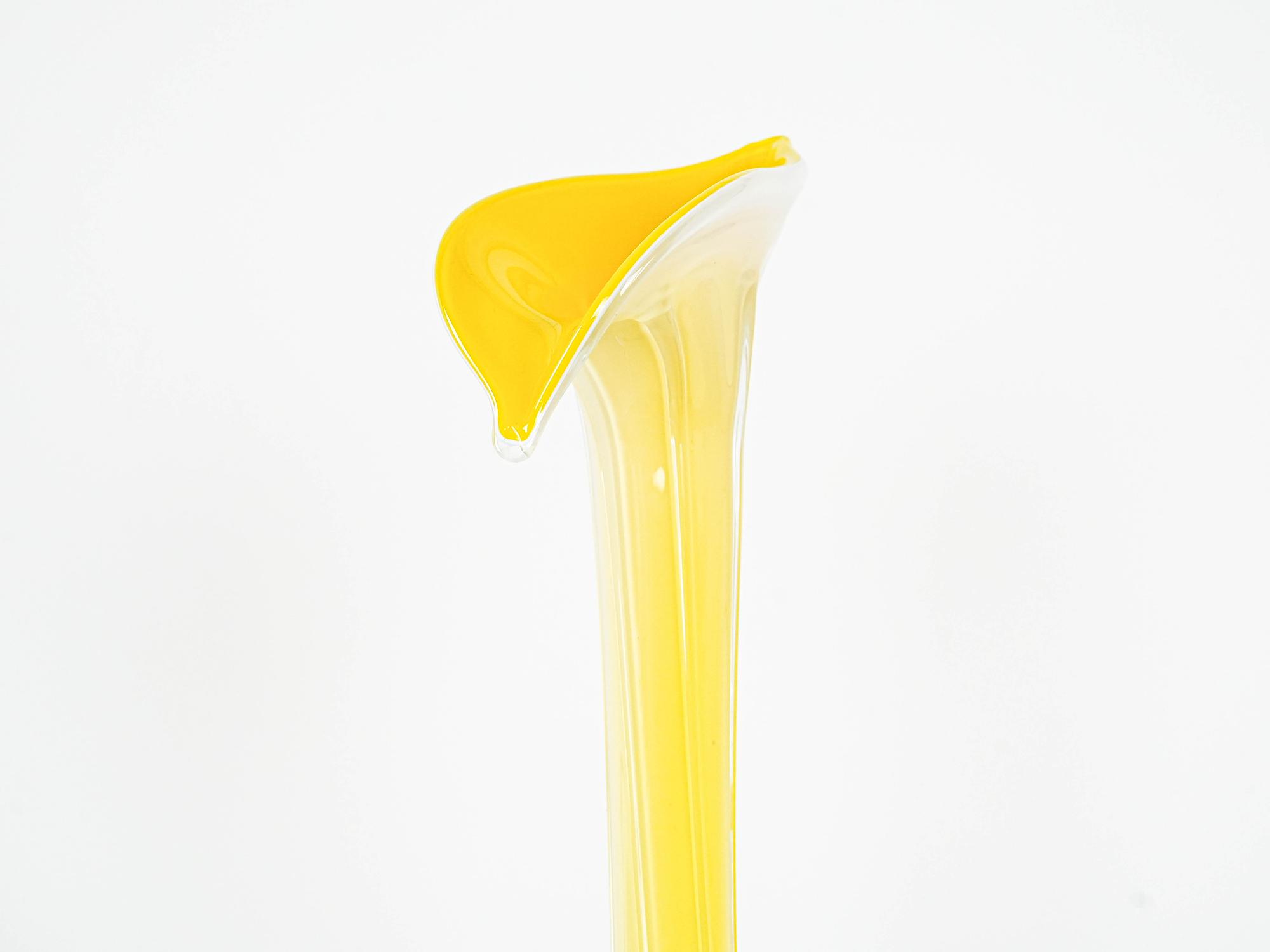 Vase Murano Glass Yellow 1970s 5