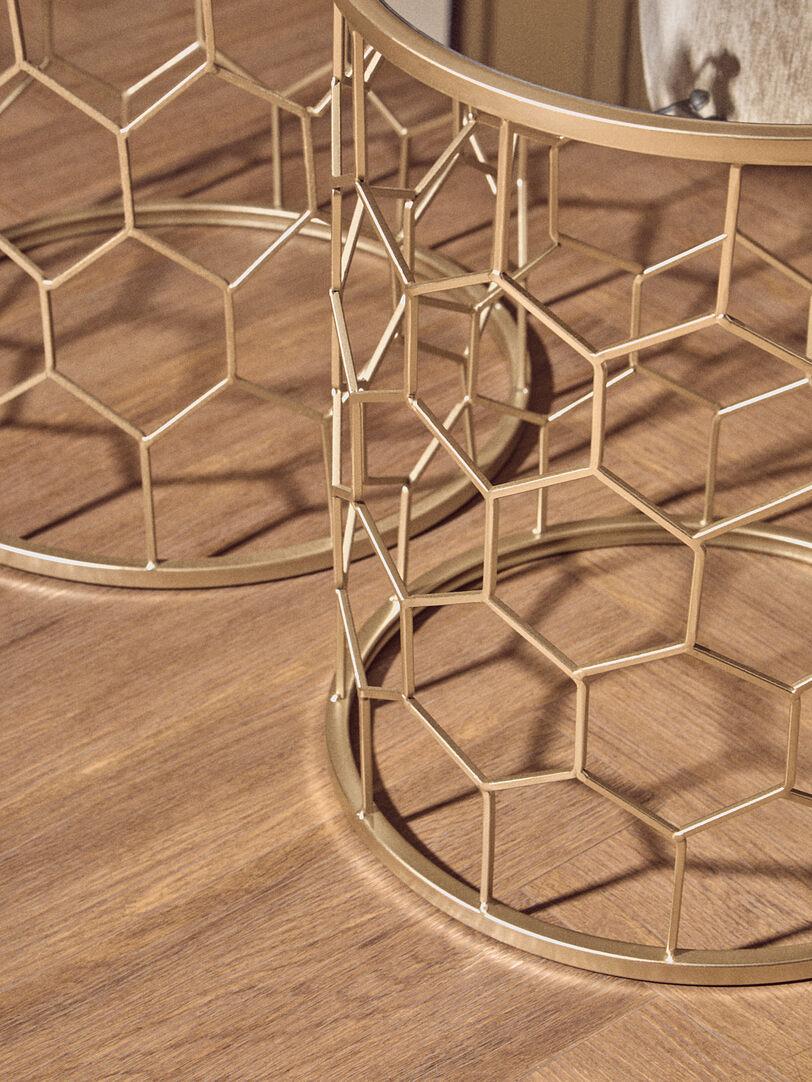 2x Arcana Tavolino rotondo Honeycomb metallo vetro 4