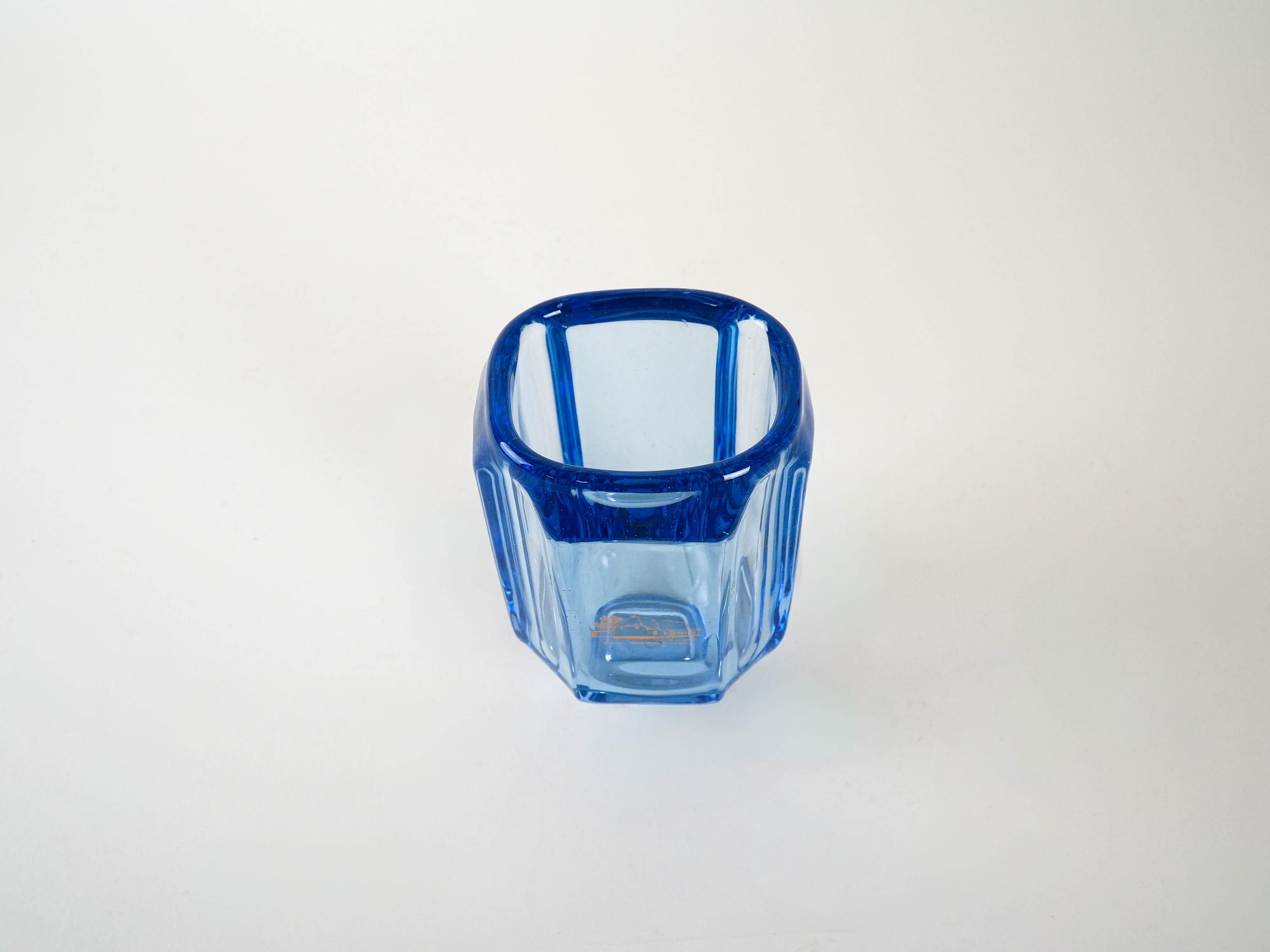 Blaue Glasvase 1960er Jahre 3