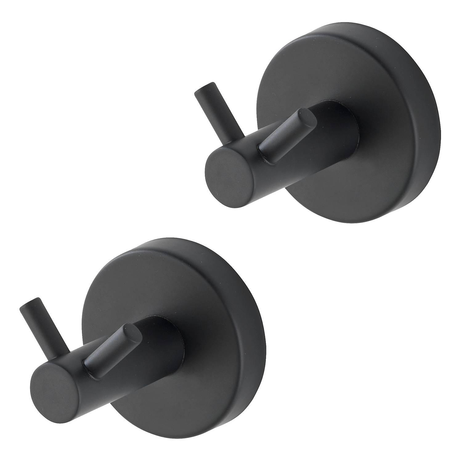 2x Duo Bosio Wall Hook Set Stainless Steel Black 0