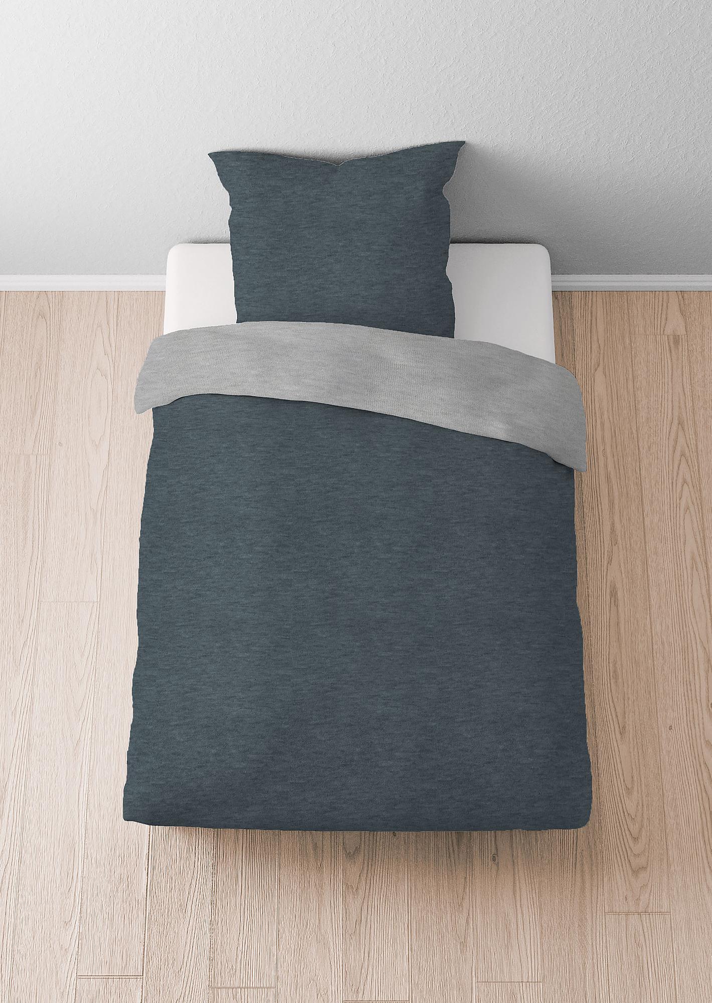 Uni Bettwäsche Baumwolle Schwarz 135x200cm Kissen 80x80cm 2