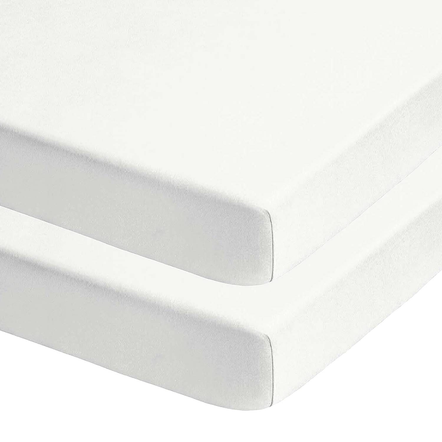 2x Biber Bettlaken-Set Baumwolle Weiß 0