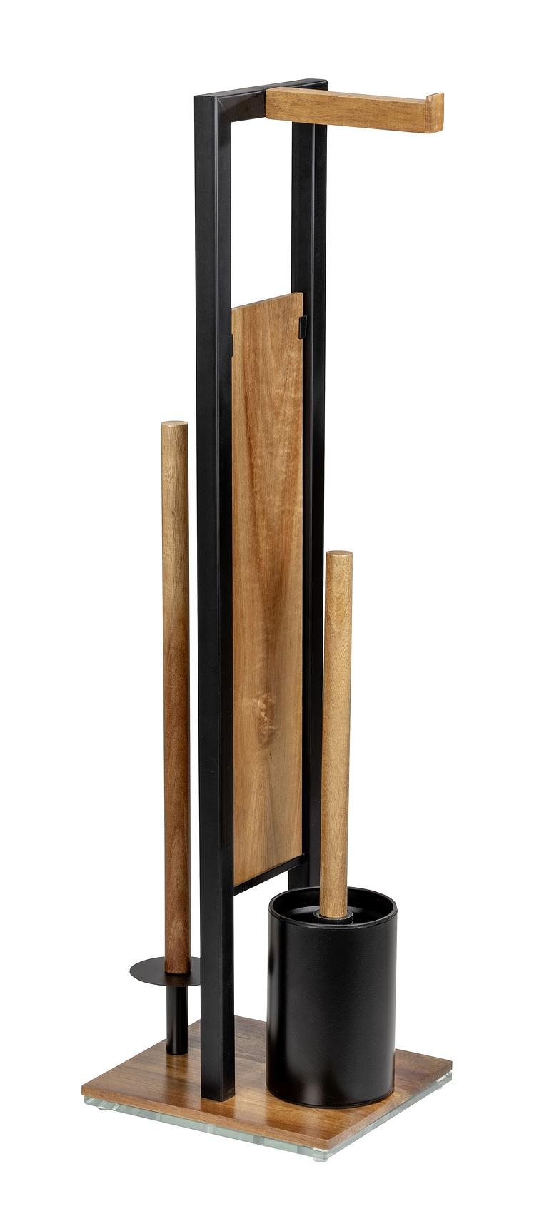 Rivalta Toilet Brush Set Steel Acacia Brown 1