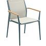 Carla Stuhl Stapelbar Aluminium mit Teak-Armlehne Petrol 2