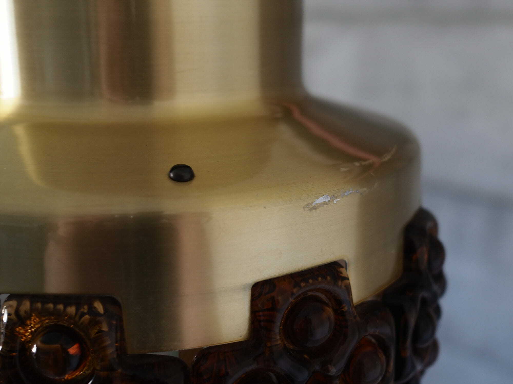 Vintage pendant lamp glass metal gold 1960s 4