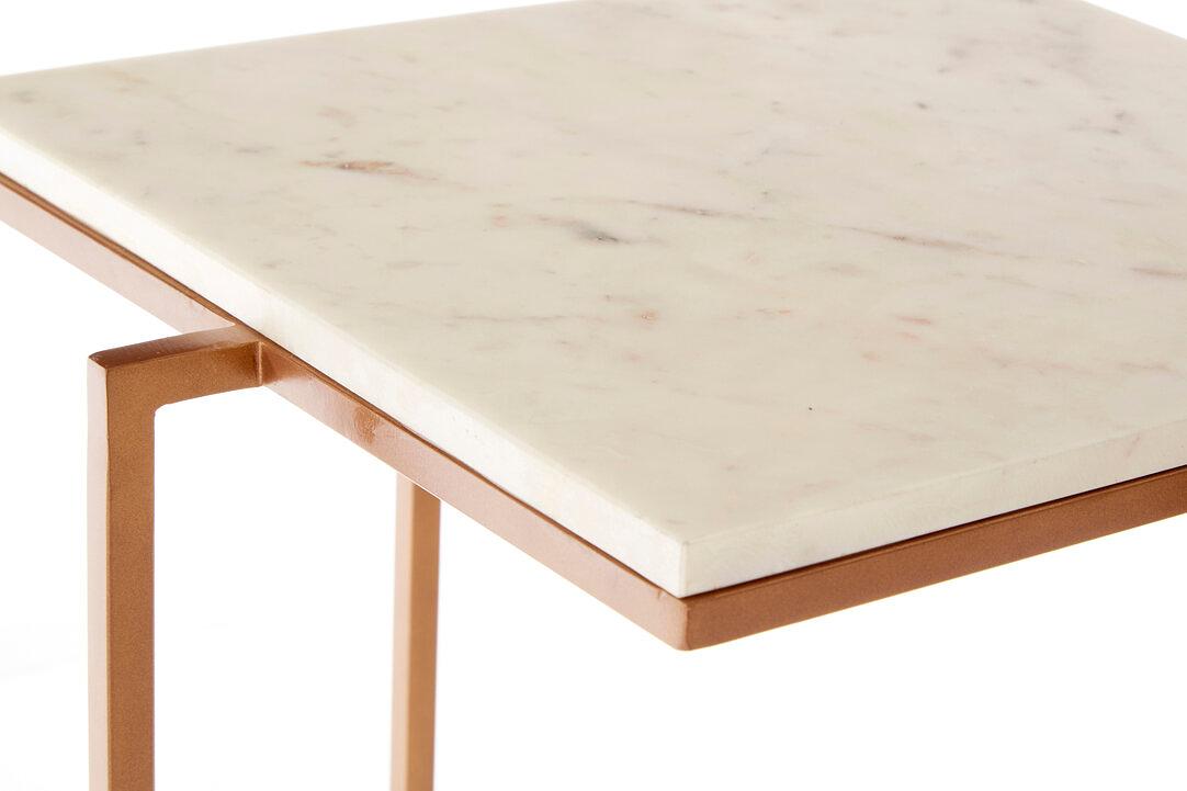 Shalimar Tavolino Metallo Pietra Oro Bianco 8