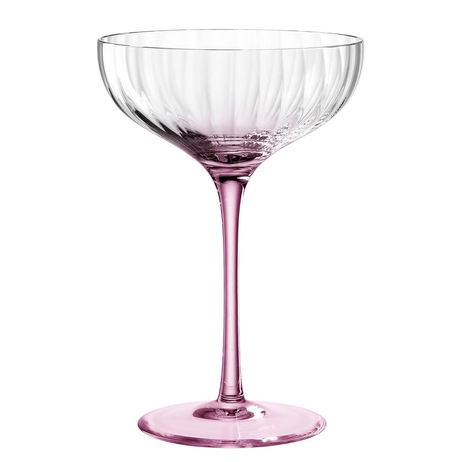 Champagne Coupe Poesia Set of 6 Crystal Glass Pink 0
