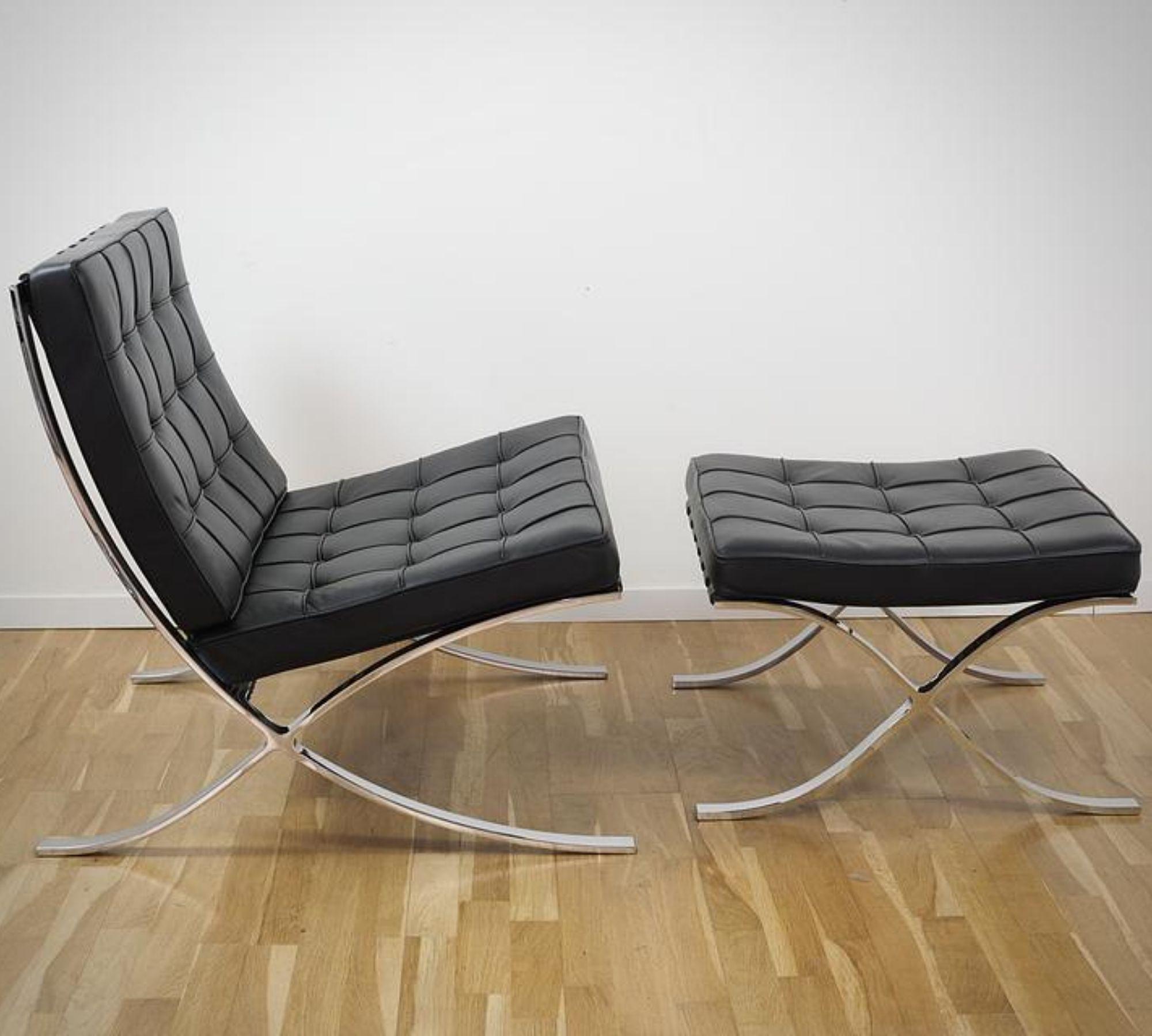 Barcelona Chair & Hocker Leather Black 2