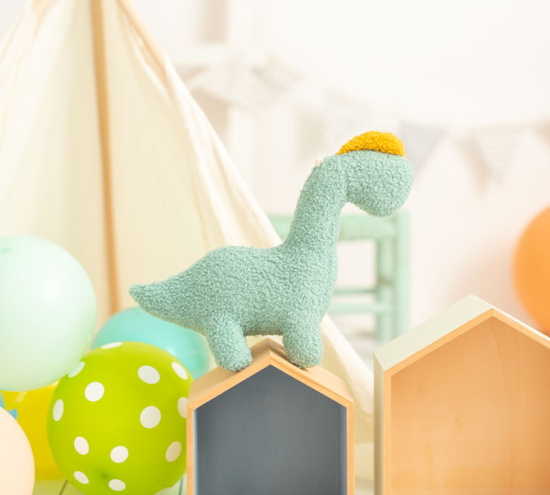 Baby Dinosaurier & Giraffe Plüschtier Baumwolle Gelb Grün 4