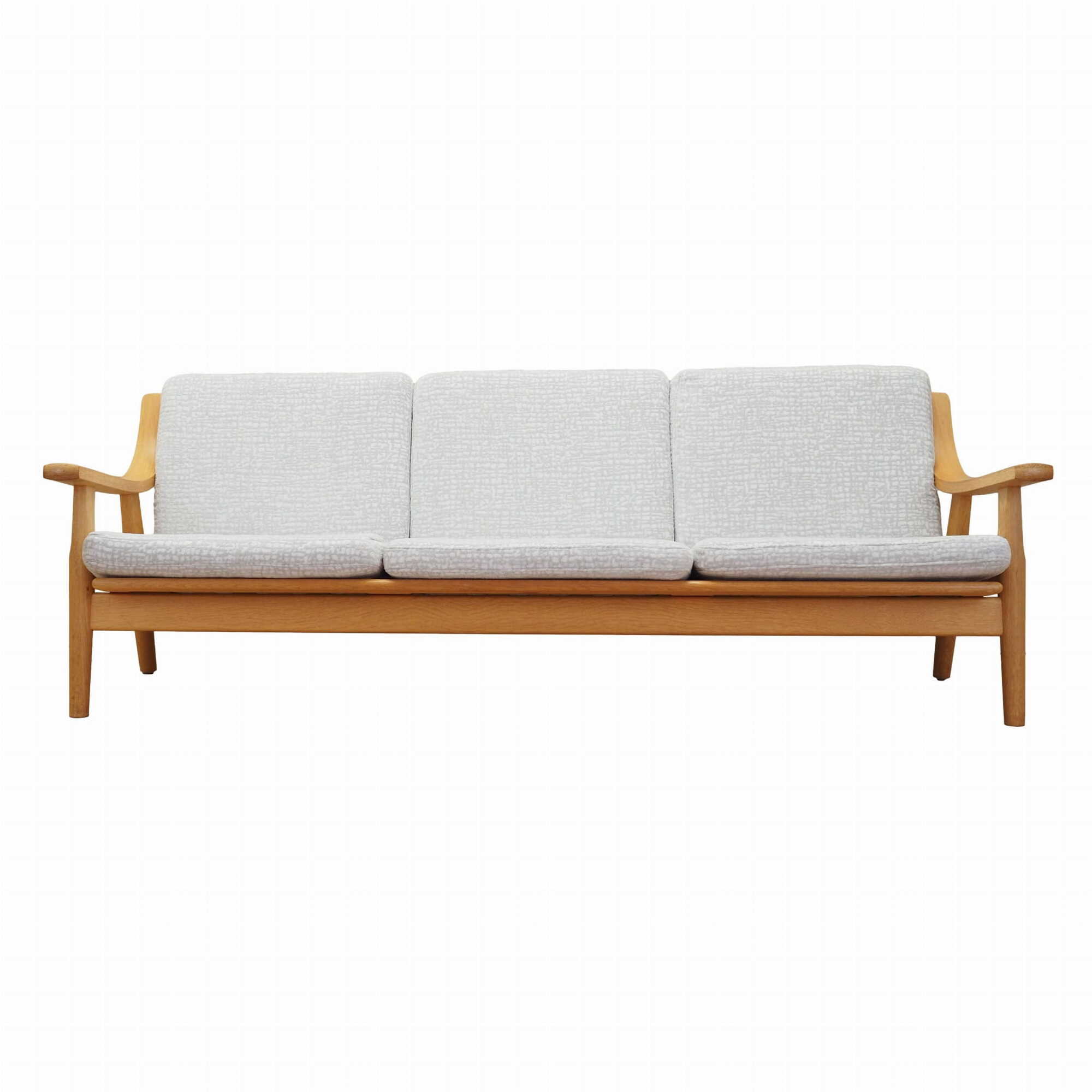 Vintage Sofa 3-seater Oak Wood Textile Grey 1960s 0