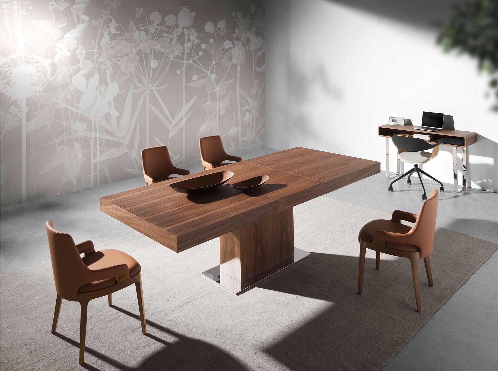 Rechteckiger Konsolentisch Holzfurnier Stahl 2