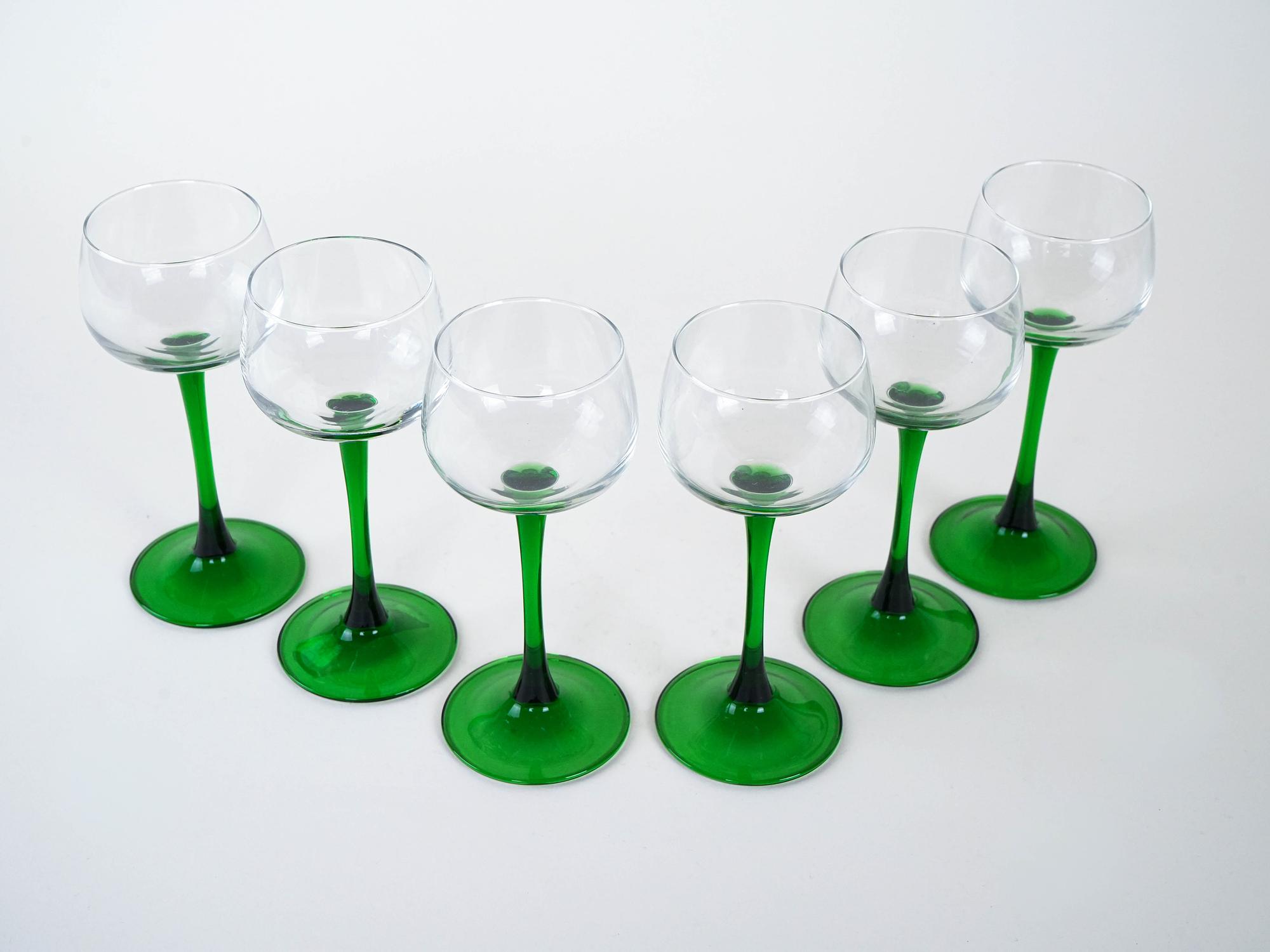 Wine glasses set Green 1970s 4