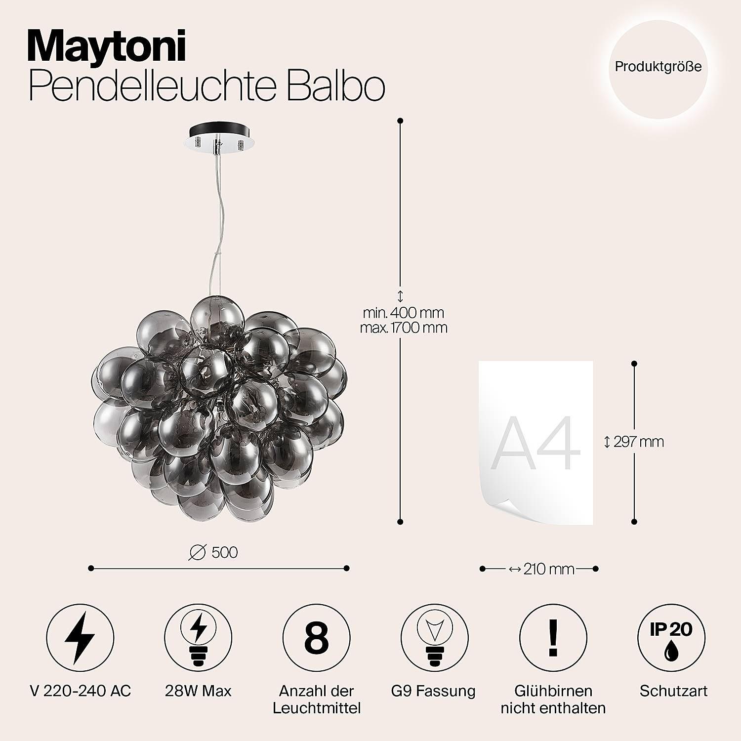 Pendelleuchte Balbo Rauchglas Schwarz 2