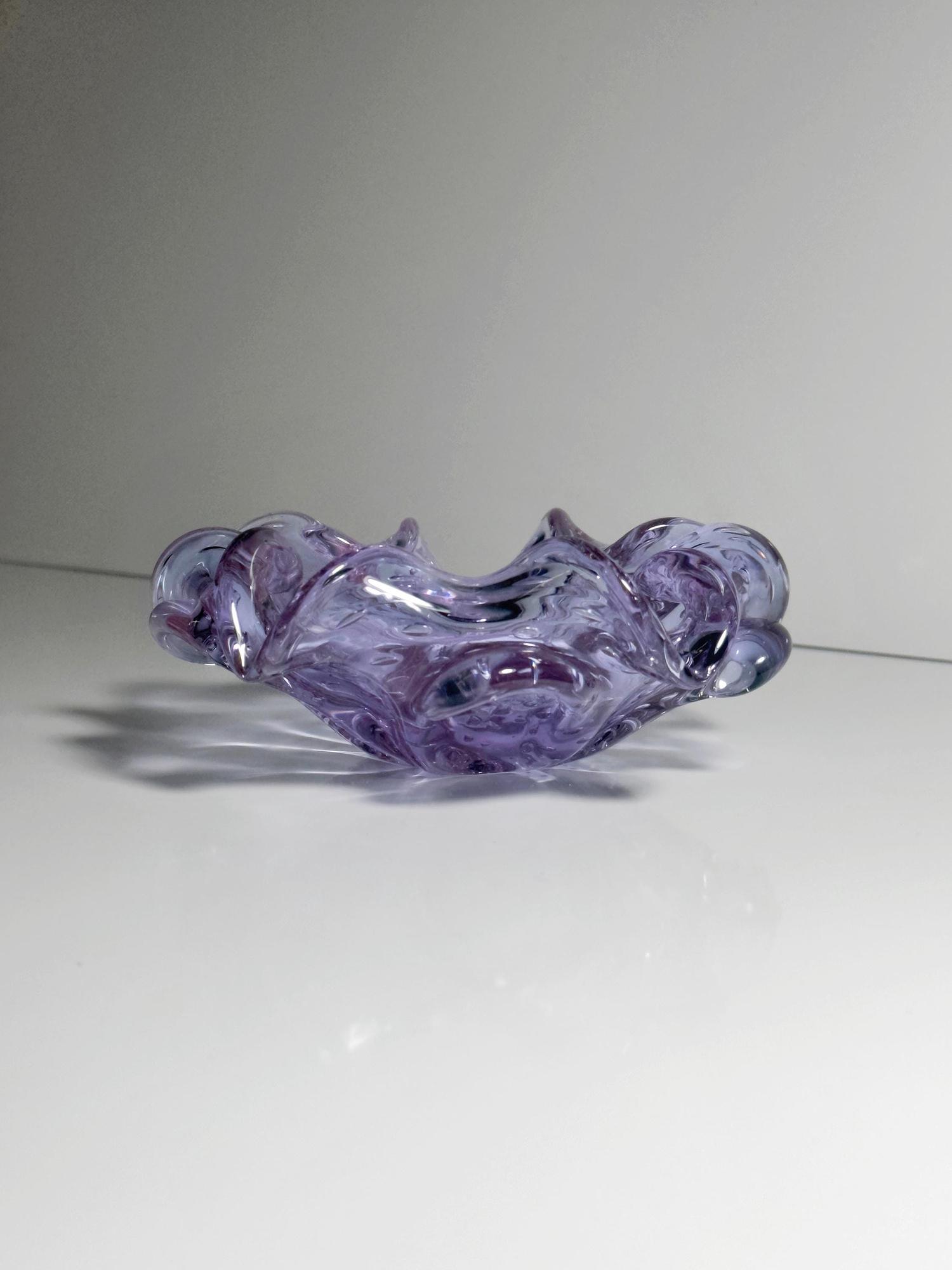 Vintage Ashtray Alexandrite Glass Lilac 50s 4