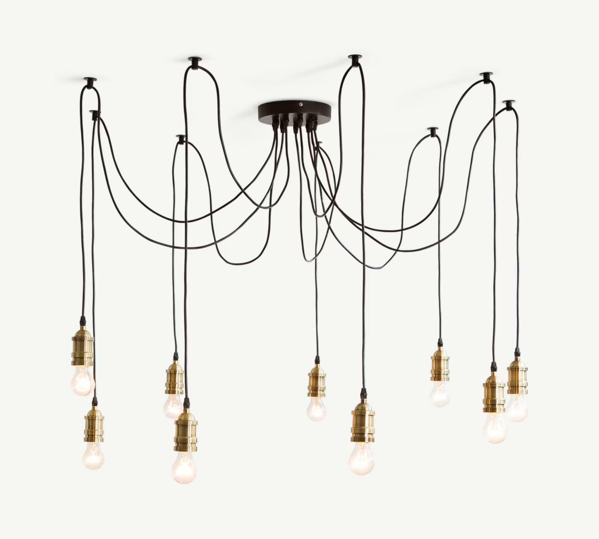 Kronleuchter im Industriedesign Schwarz und Messing 1