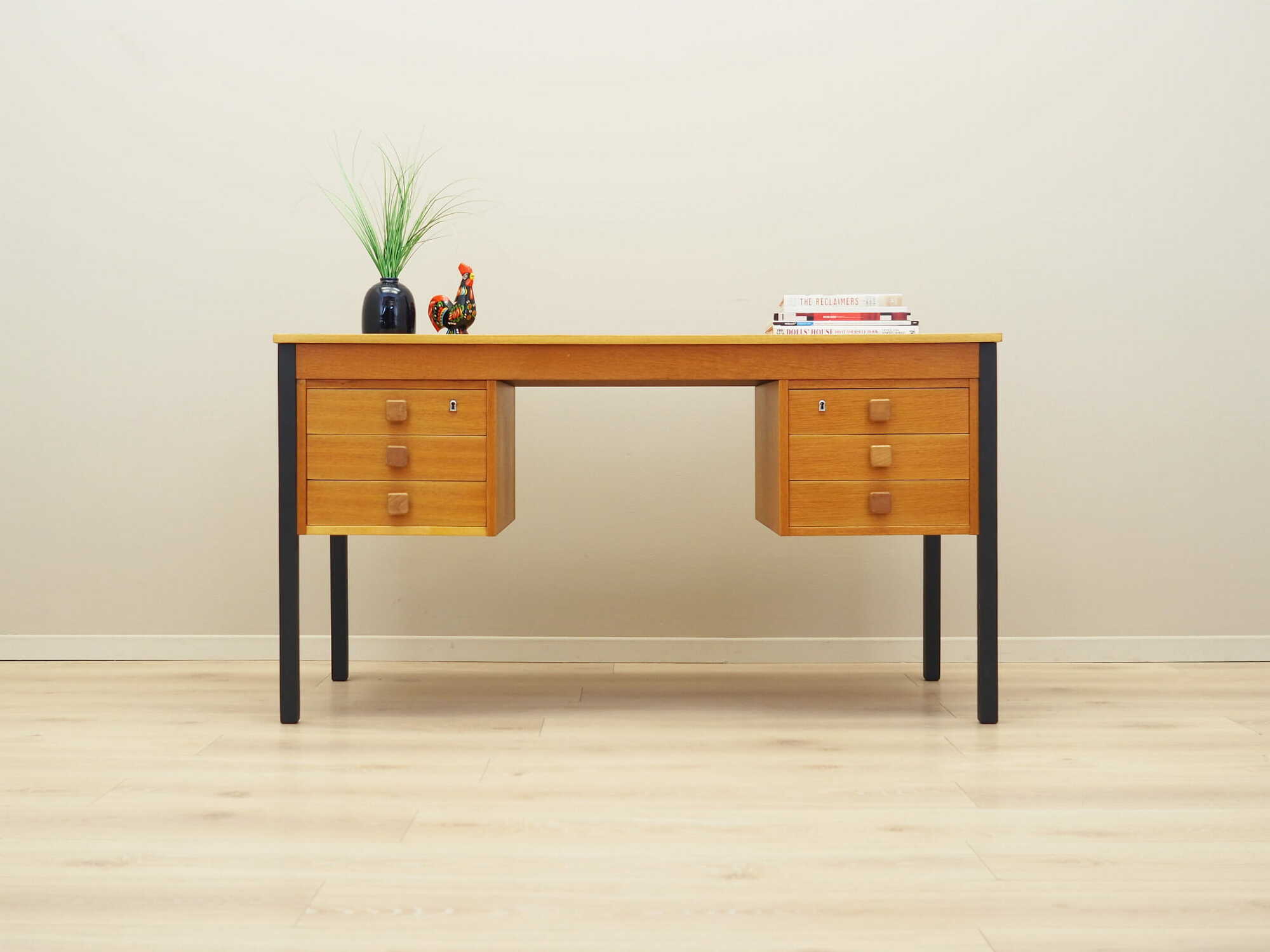 Vintage Desk Ash Wood Brown 1970s 1