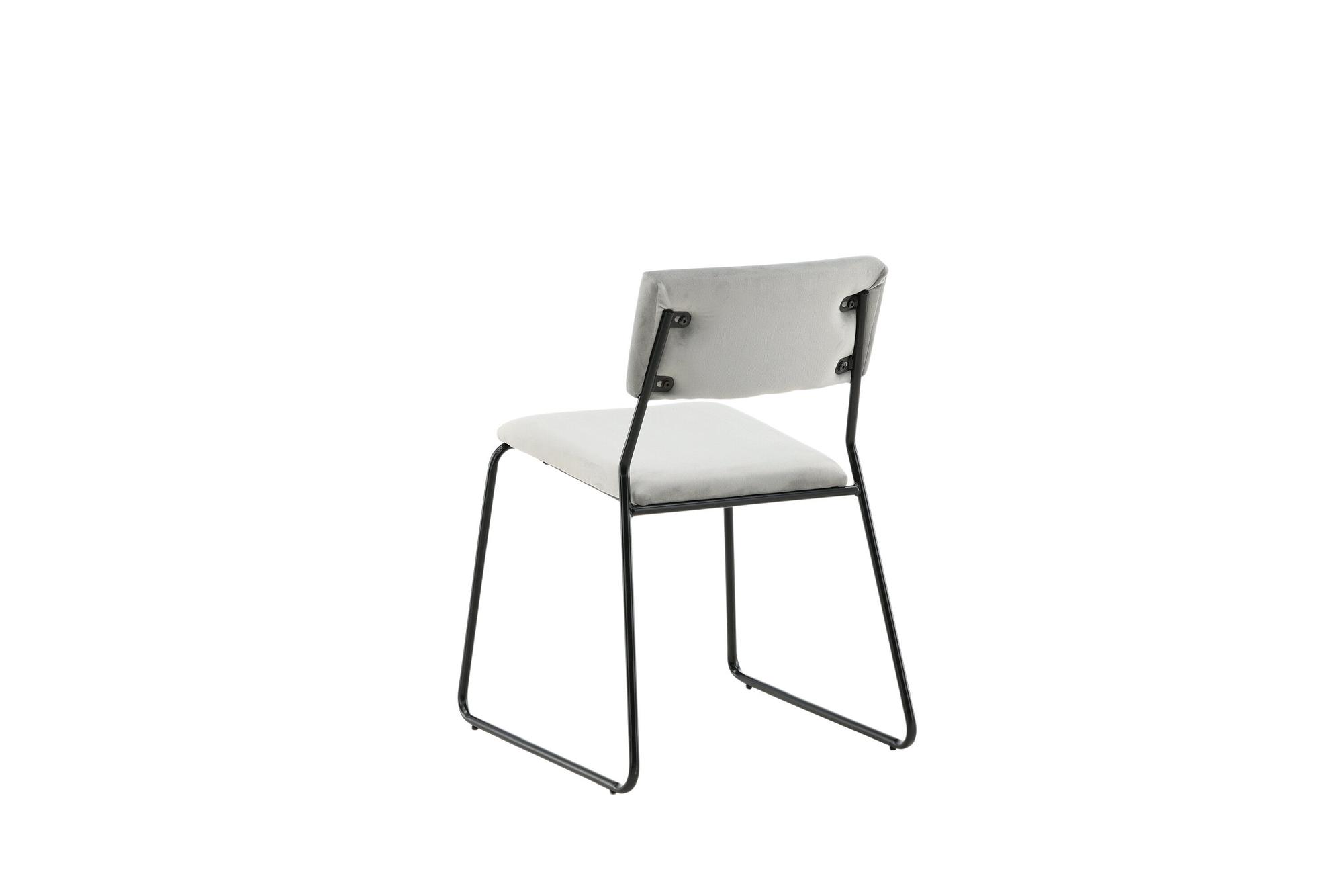 2x Kenth Stuhl-Set Samt Metall Schwarz Hellgrau 6