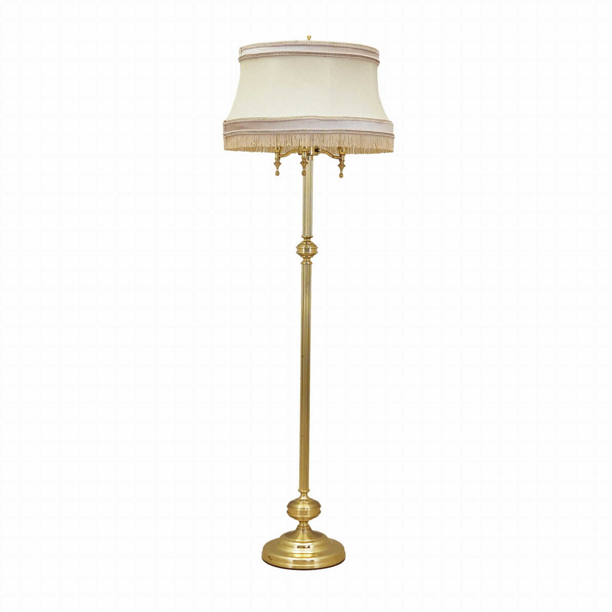 Vintage Stehlampe Metall Textil Gold 1970er Jahre  0