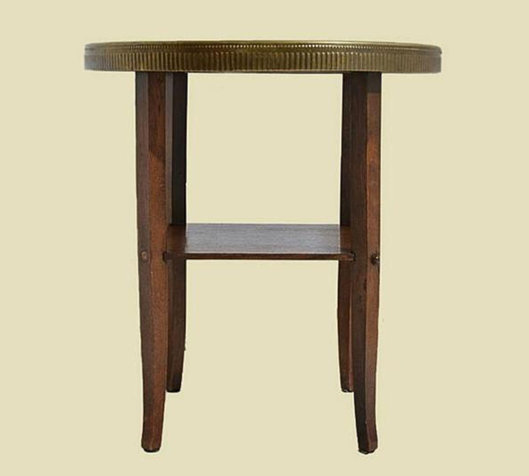 Vintage Beistelltisch Holz Messing 1920er Jahre 5