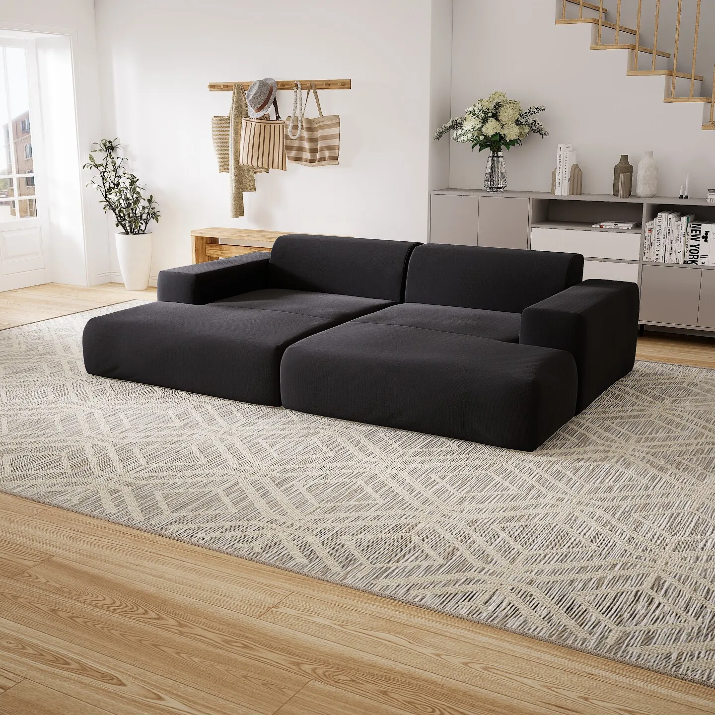 Pyllow Ecksofa Webstoff Anthrazit 5
