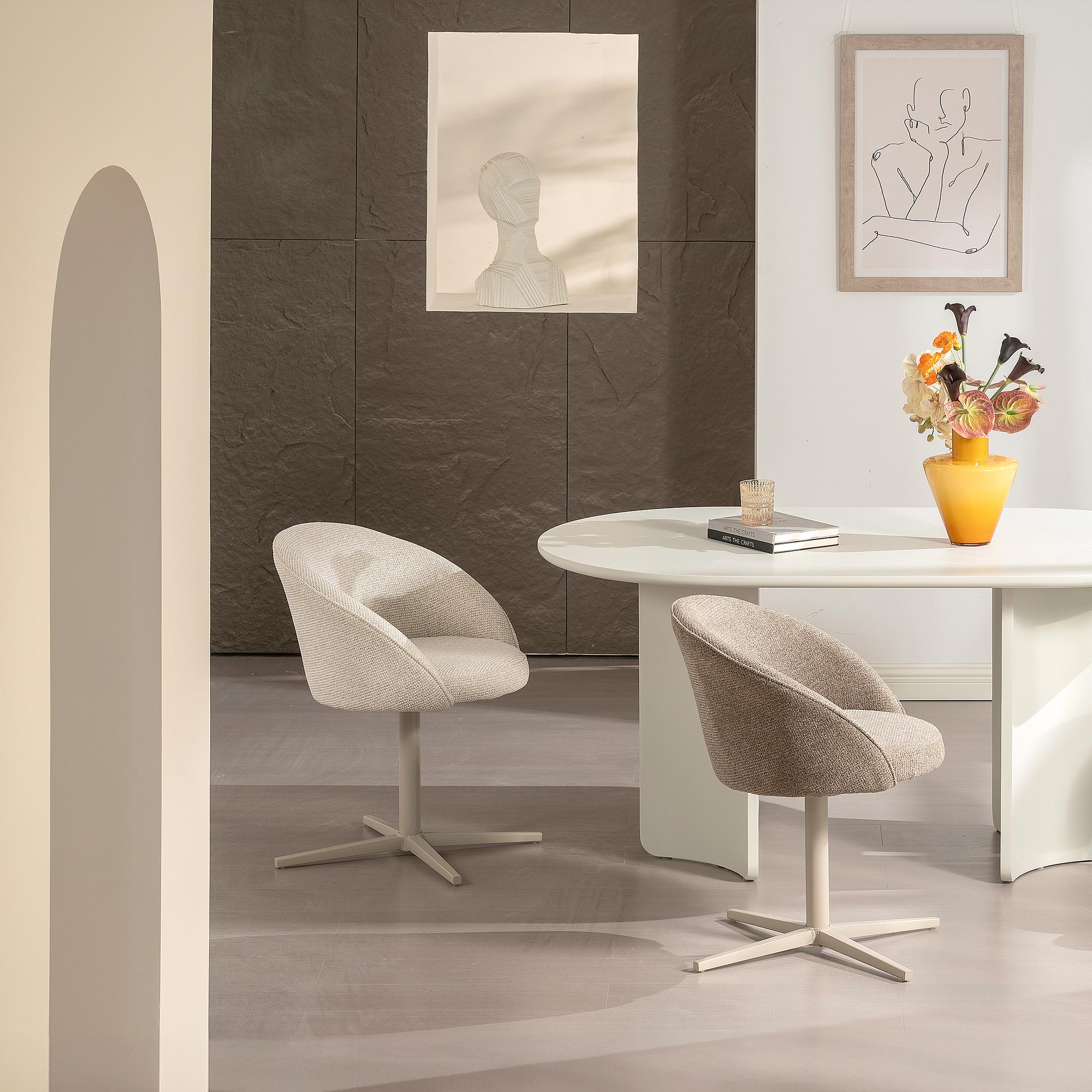 Armchair LECHER Set of 2 Cream White 2