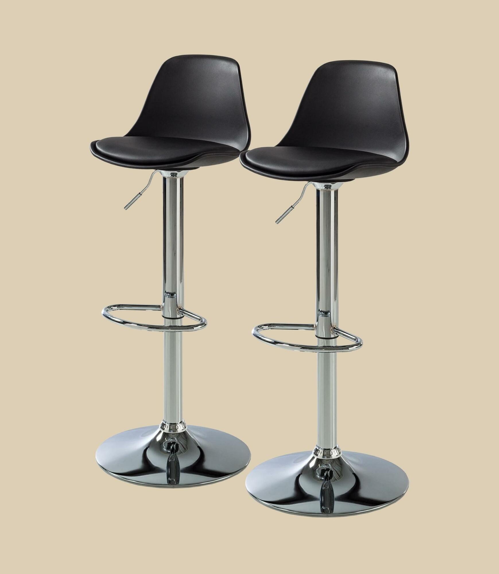 2x Barstuhl Kunstleder Schwarz 0