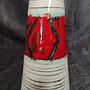 Vintage Vase Keramik Weiß Rot 4