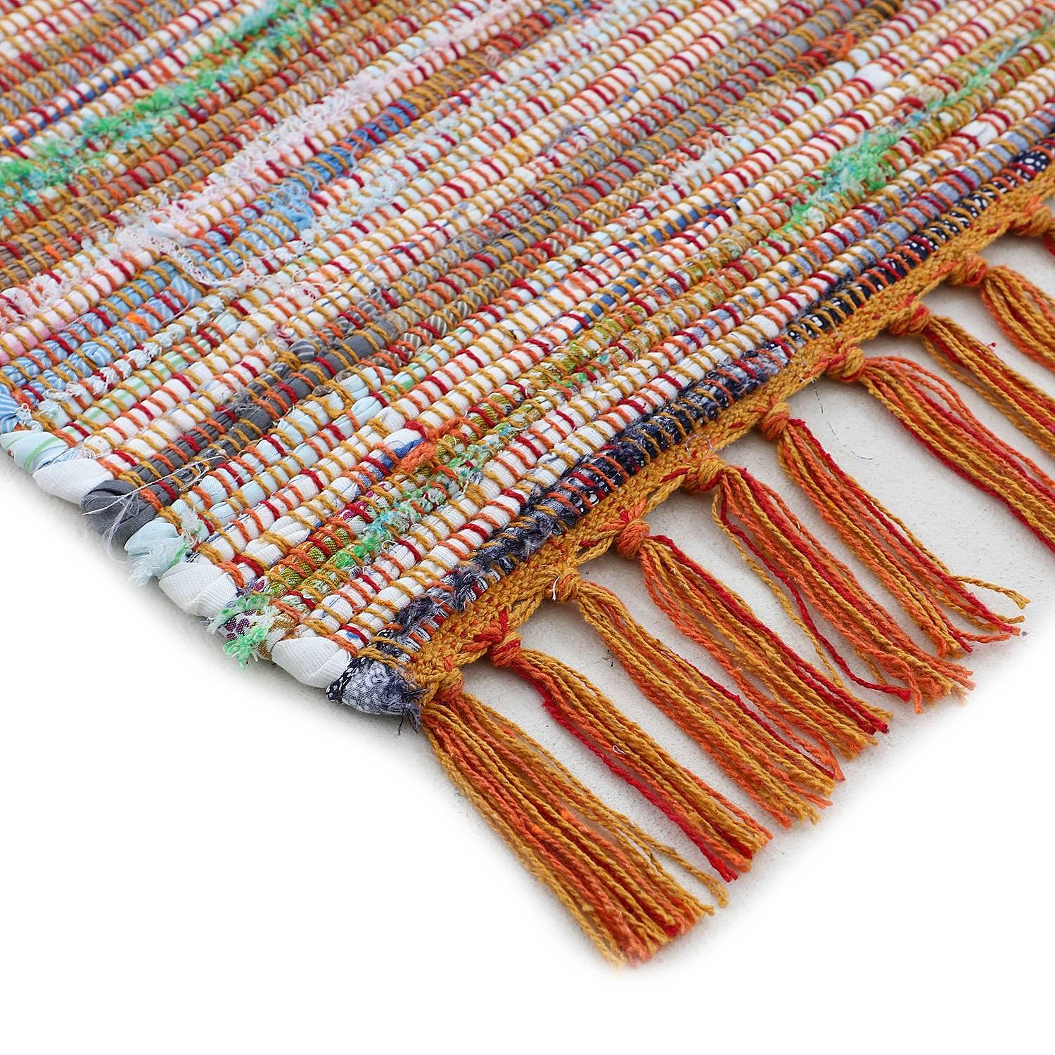 Kelim Läufer Chindi Baumwolle Orange 75x200cm 3