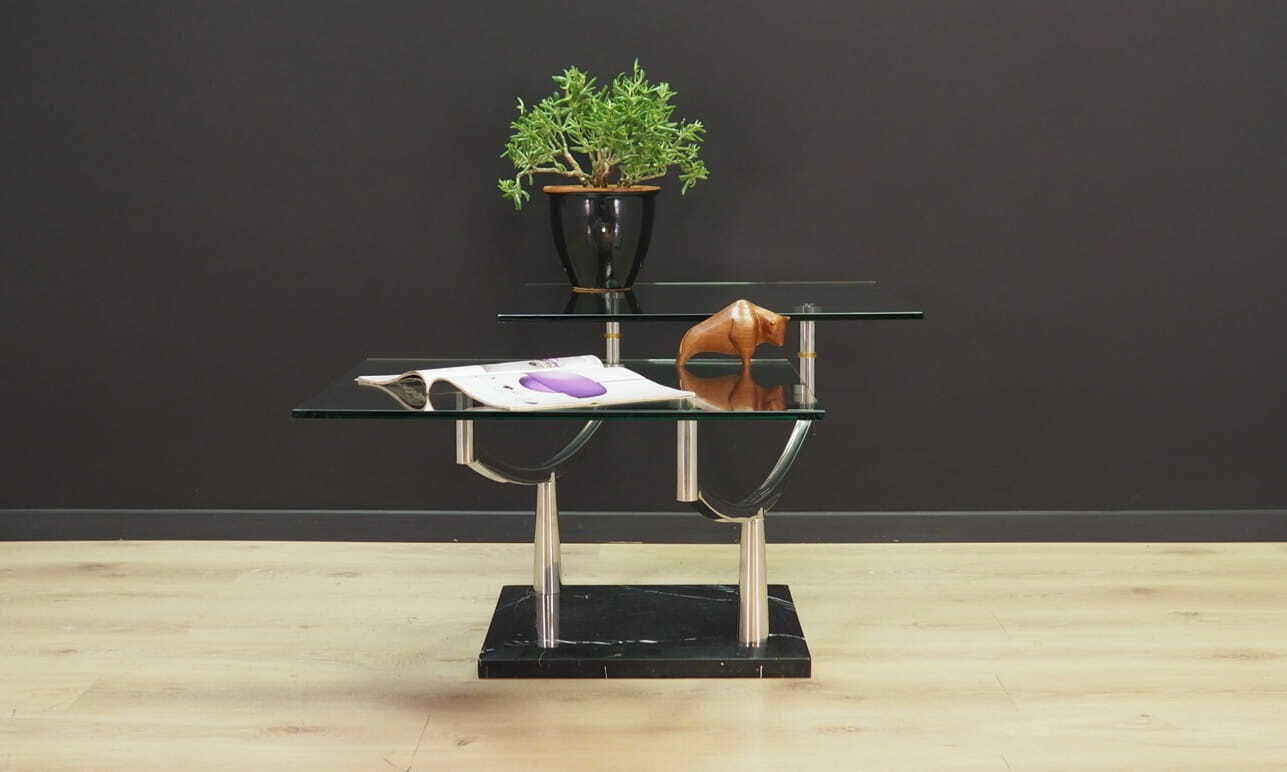 Vintage Coffee Table Metal Glass Transparent 1990s 3