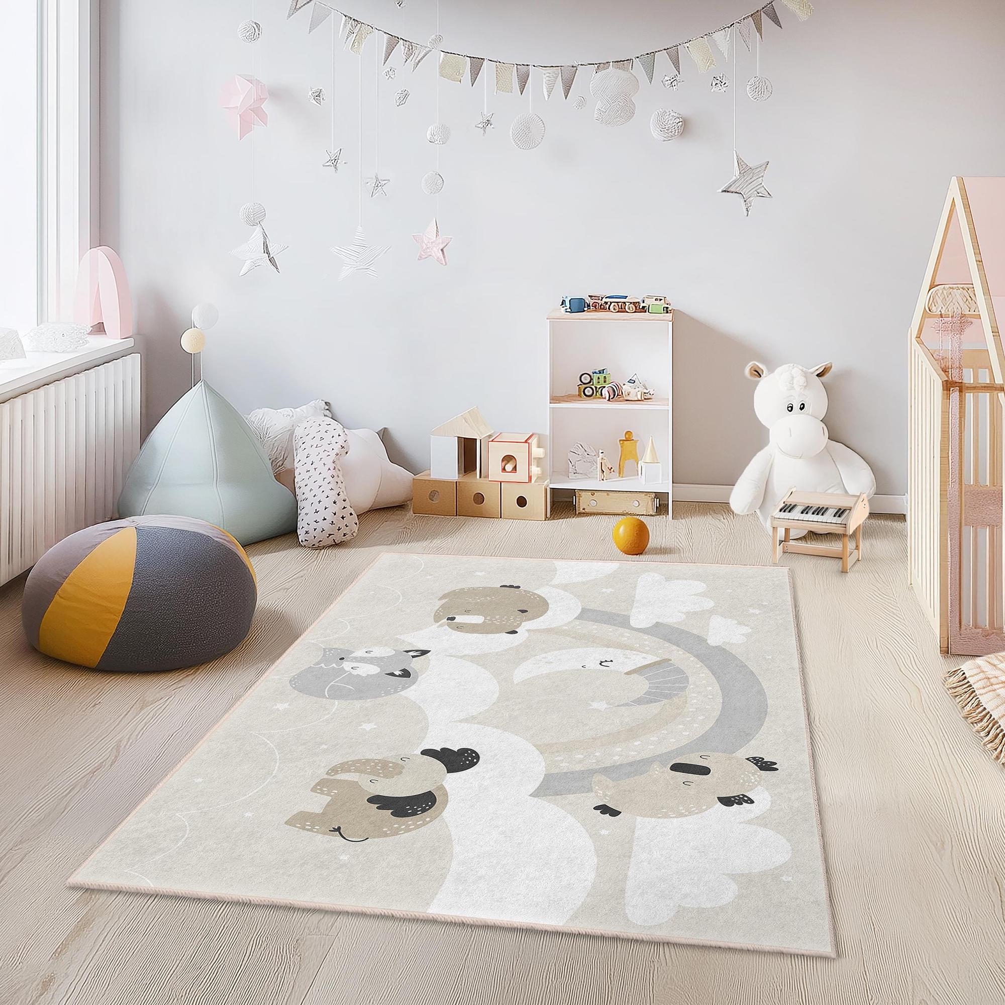 Niedlicher Tier Kinderteppich Mehrfarbig 100x300cm 3