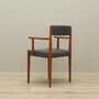 Vintage Stuhl Teakholz Leder Grau 1970er Jahre  4
