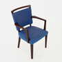Vintage Stuhl Buchenholz Textil Blau 1960er Jahre  7