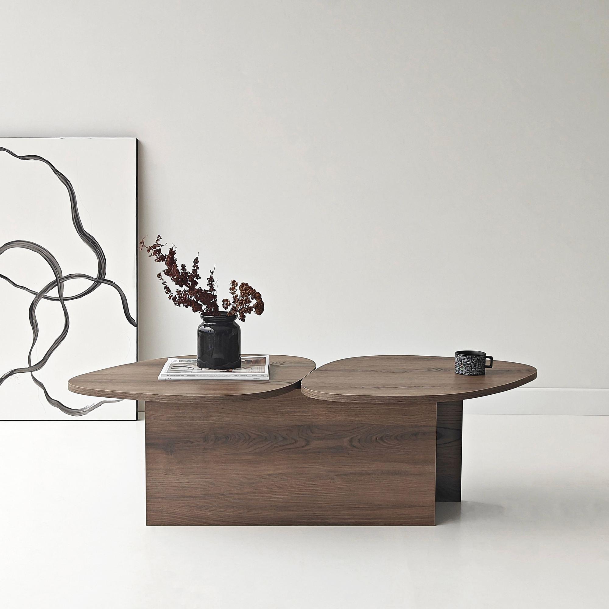 Stones Coffee Table Walnut Brown Look 3