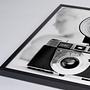 Vintage Camera Art Print with Frame Black and White 1