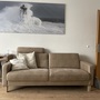 Sofa 3-Sitzer Kunstleder Holz Beige 0