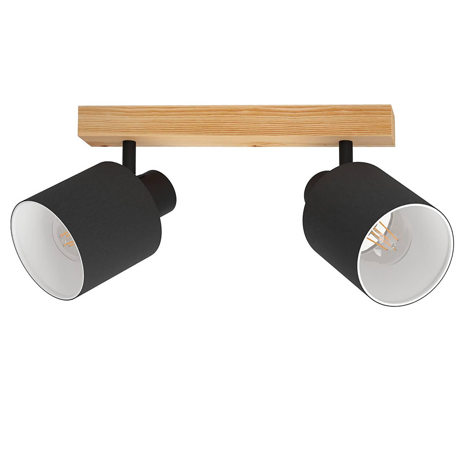 2-Light Batallas Ceiling Light Linen Steel Black 0
