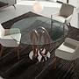Round dining table walnut wood glass Ø 120cm 3