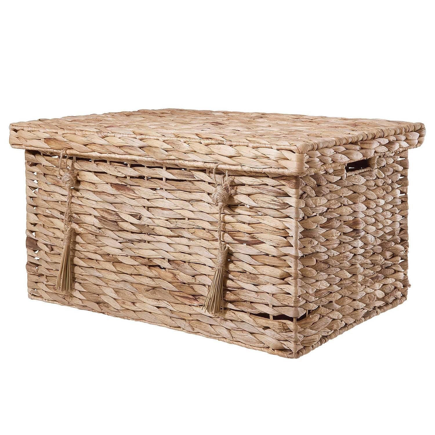 Basket with lid RUSH ROPE IV water hyacinth metal natural 0