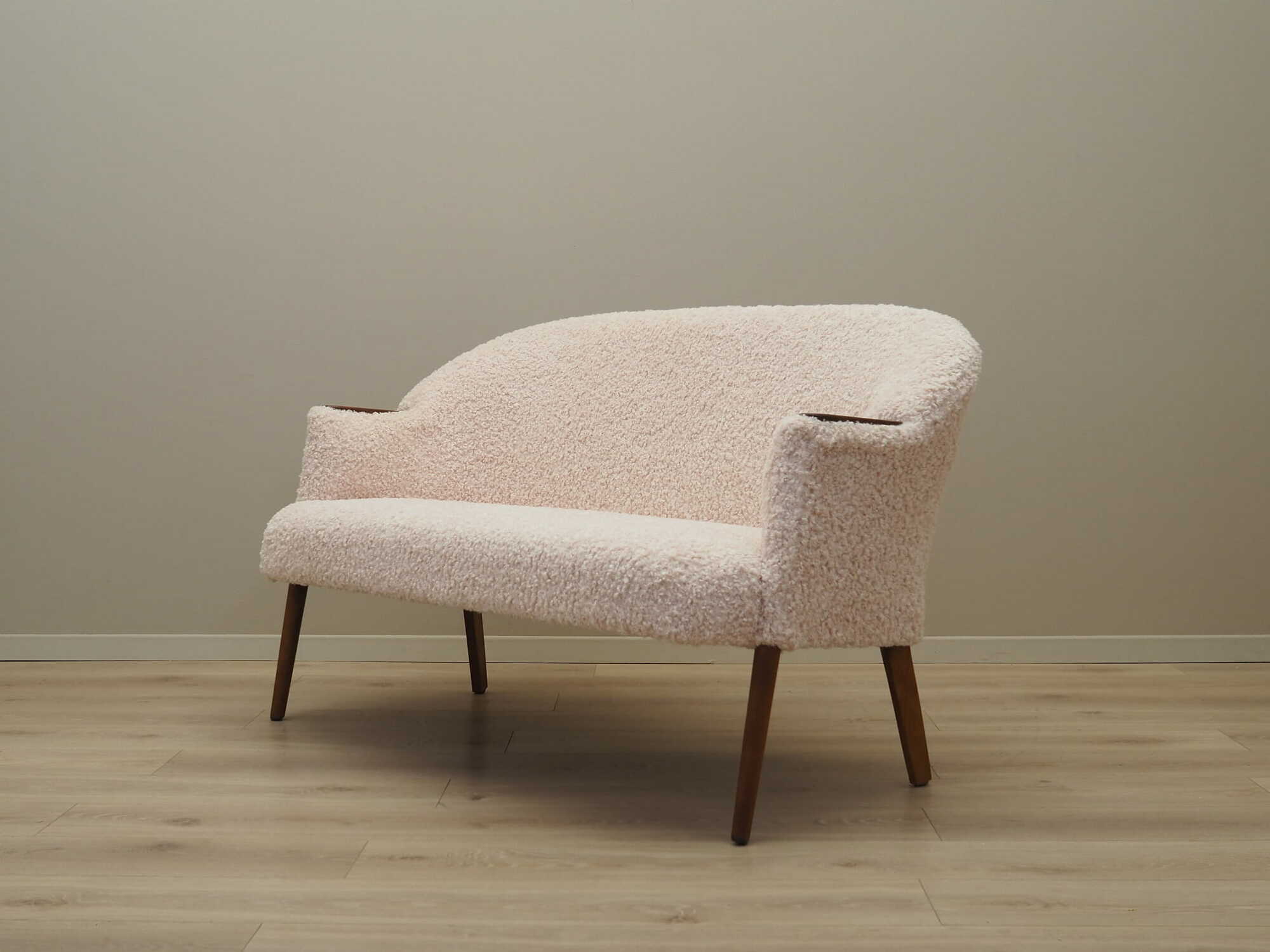 Vintage Sofa Fabric Wood Cream 1970s 3